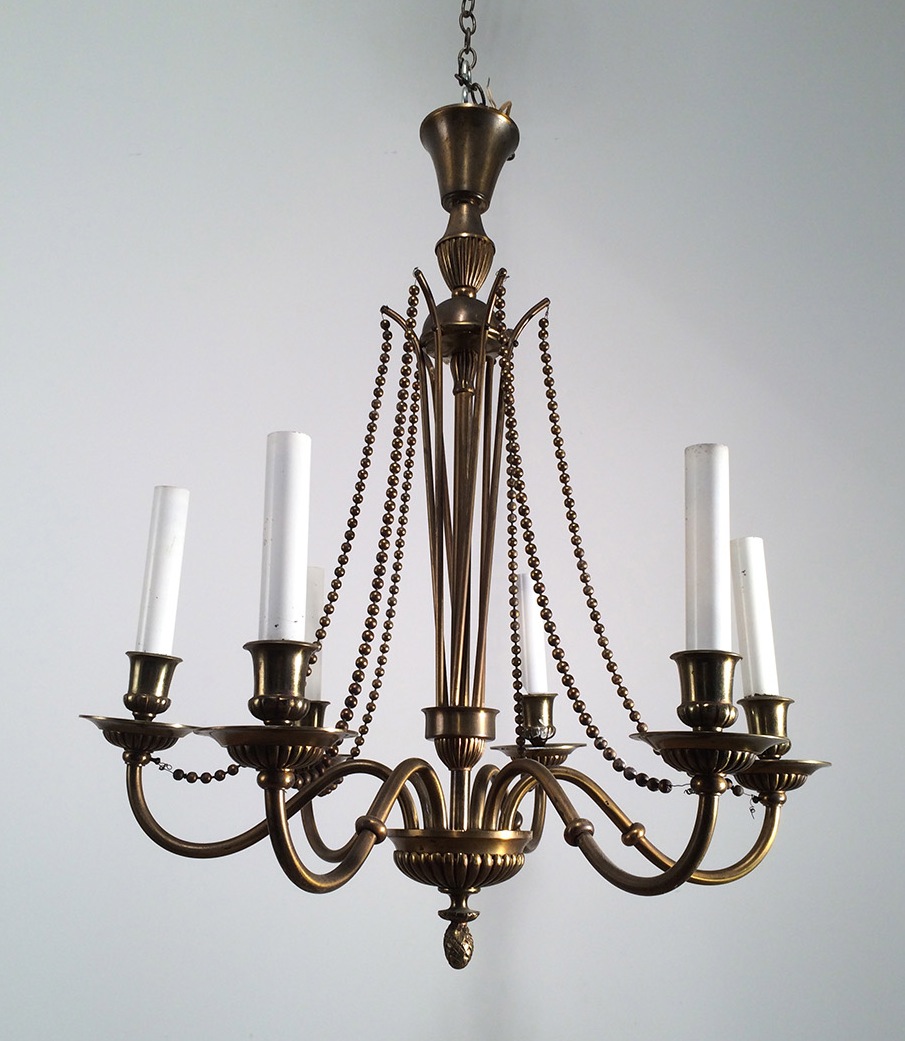 Neoclassical Brass And Bronze Chandelier. Circa 1940-photo-2