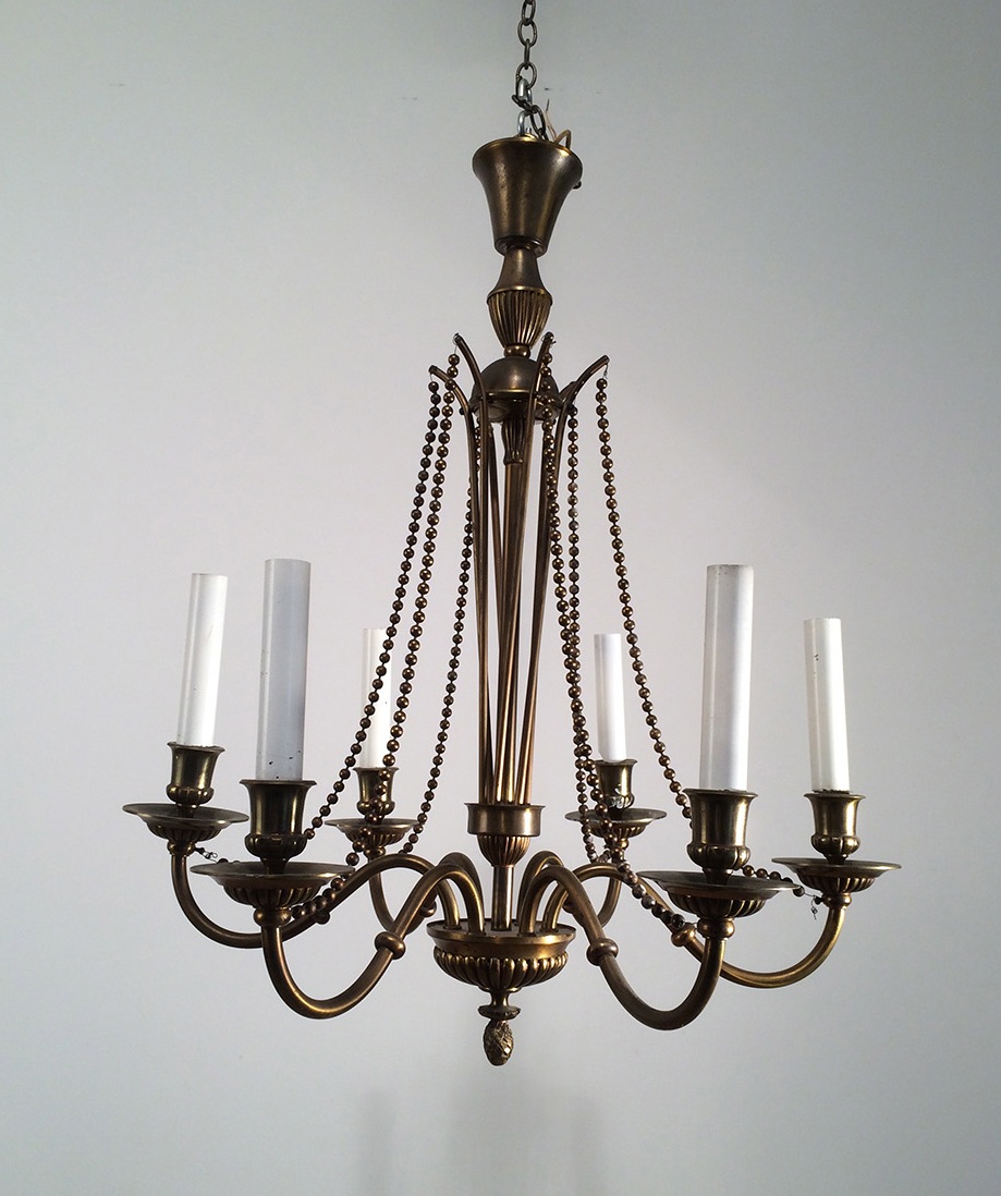 Neoclassical Brass And Bronze Chandelier. Circa 1940-photo-3