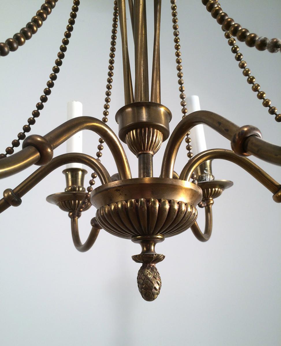 Neoclassical Brass And Bronze Chandelier. Circa 1940-photo-2