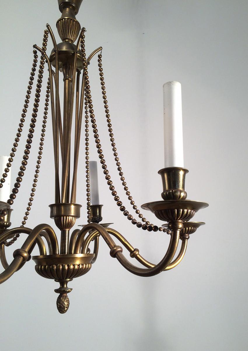 Neoclassical Brass And Bronze Chandelier. Circa 1940-photo-3