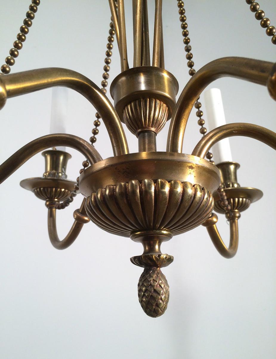 Neoclassical Brass And Bronze Chandelier. Circa 1940-photo-4