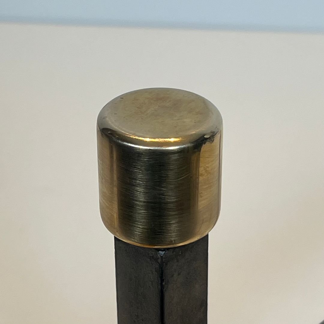 Pair Of Modernist Wrought Iron And Brass Andirons-photo-6