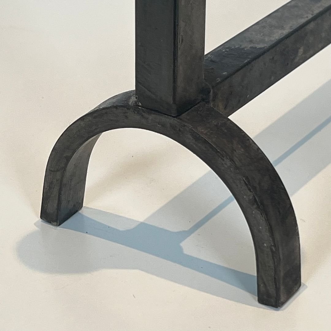 Pair Of Modernist Wrought Iron And Brass Andirons-photo-7