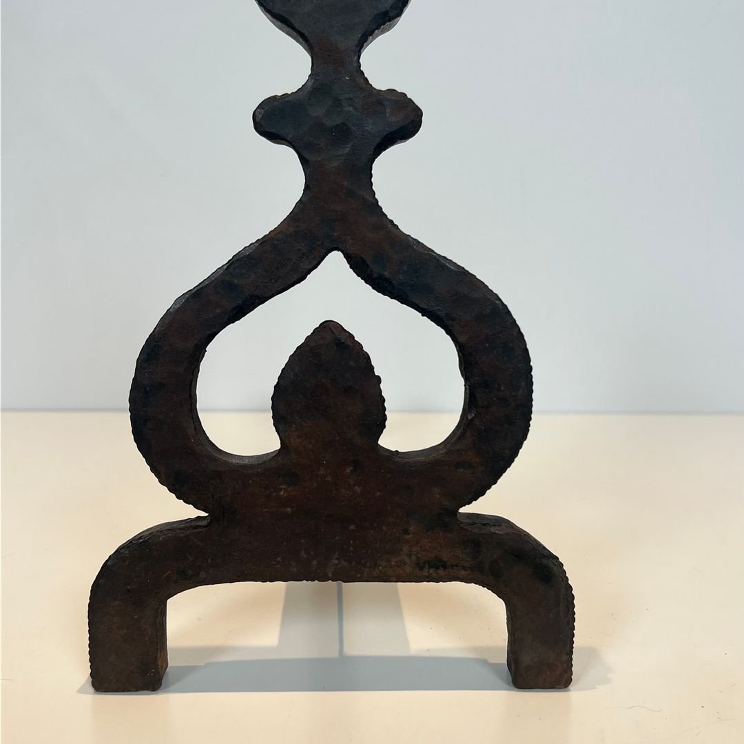 Pair Of Modernist Wrought Iron Andirons-photo-5