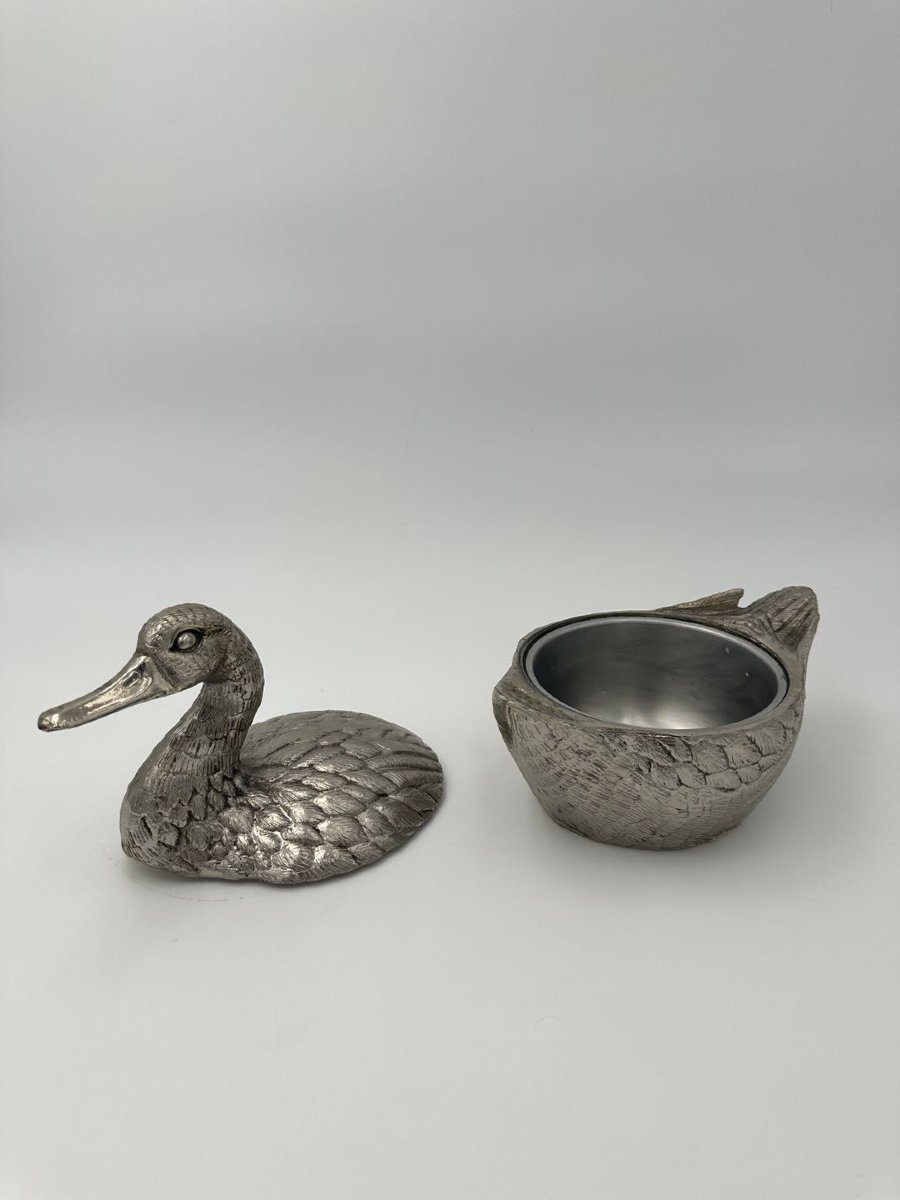 Suite de Deux Seaux à glace Représentant un Canard en Métal Argenté de Mauro Manetti-photo-1