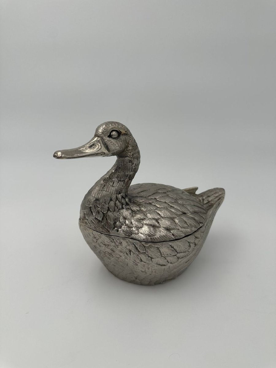 Suite de Deux Seaux à glace Représentant un Canard en Métal Argenté de Mauro Manetti-photo-2