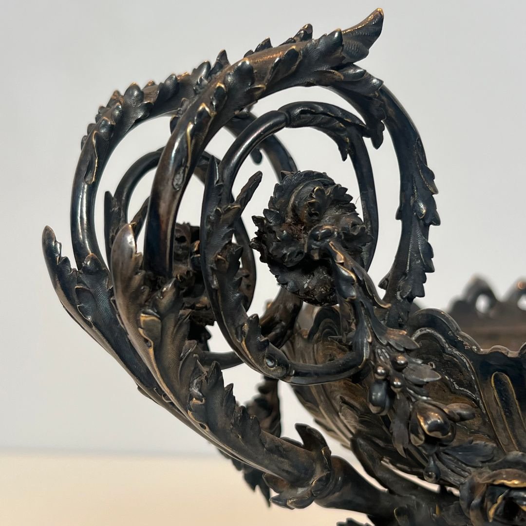 Surtout de Table en Métal Argenté Ciselé Signé-photo-1