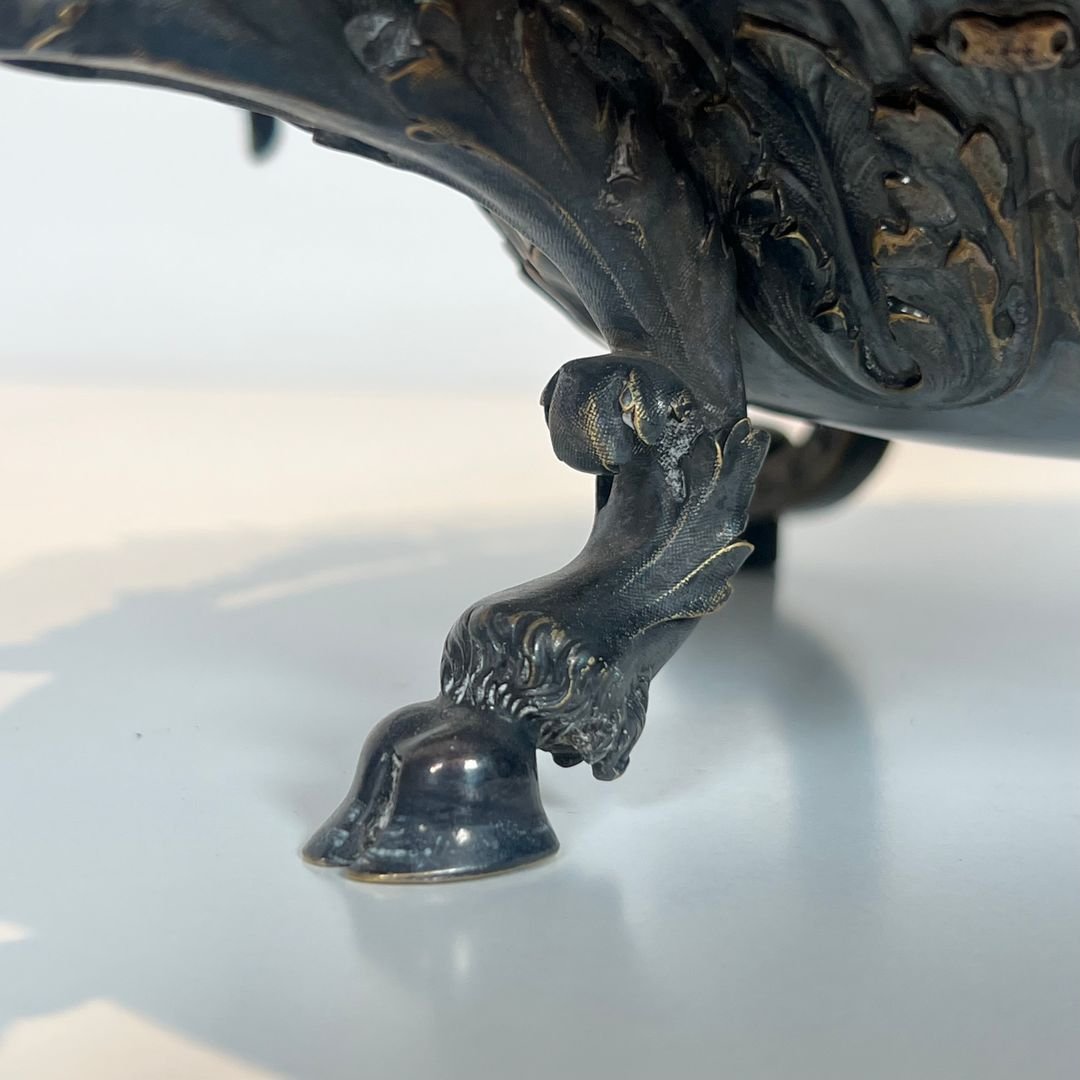 Surtout de Table en Métal Argenté Ciselé Signé-photo-5