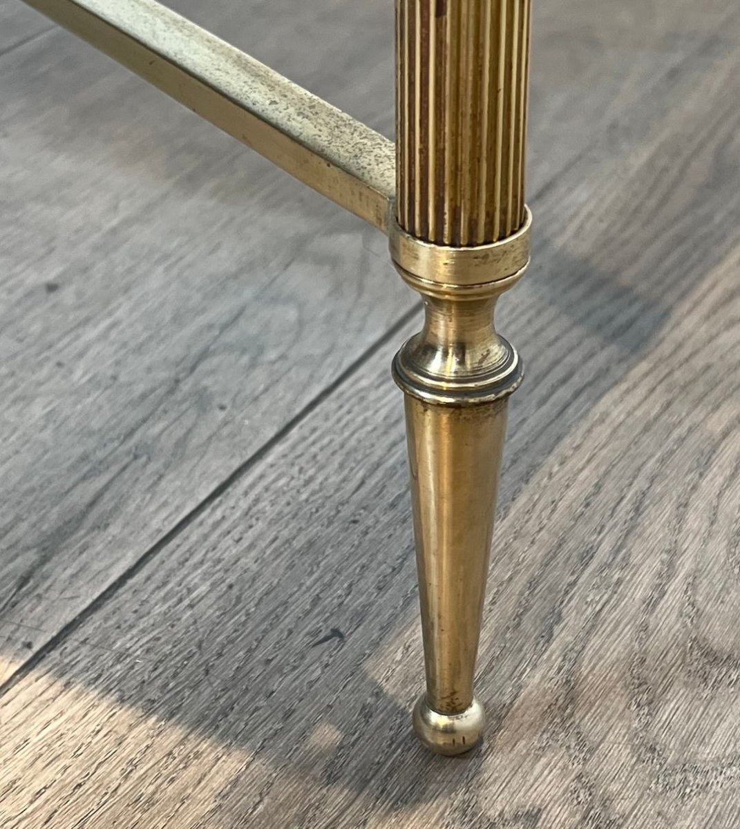 Neoclassical Style Brass Coffee Table With Green Marble Top By Maison Jansen-photo-7