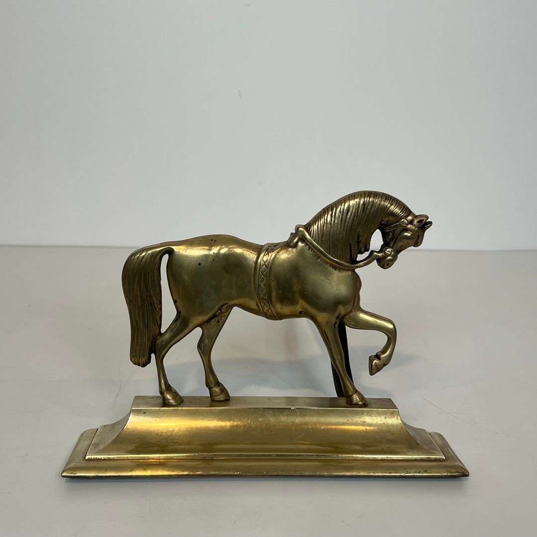 Paire de Chenets aux Chevaux en Bronze-photo-3