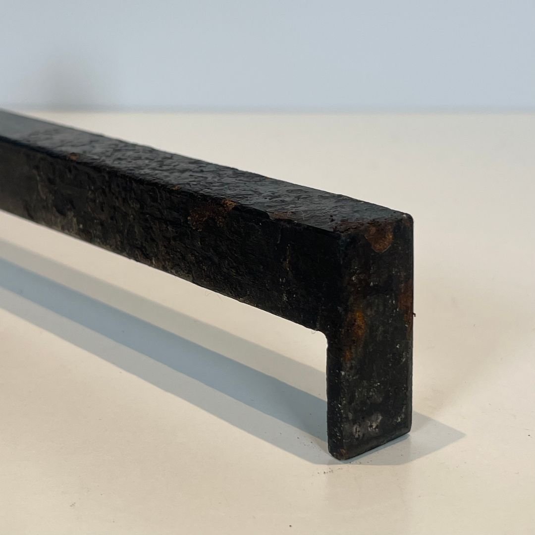 Paire de Chenets Modernistes en Acier et Fer Forgé-photo-7