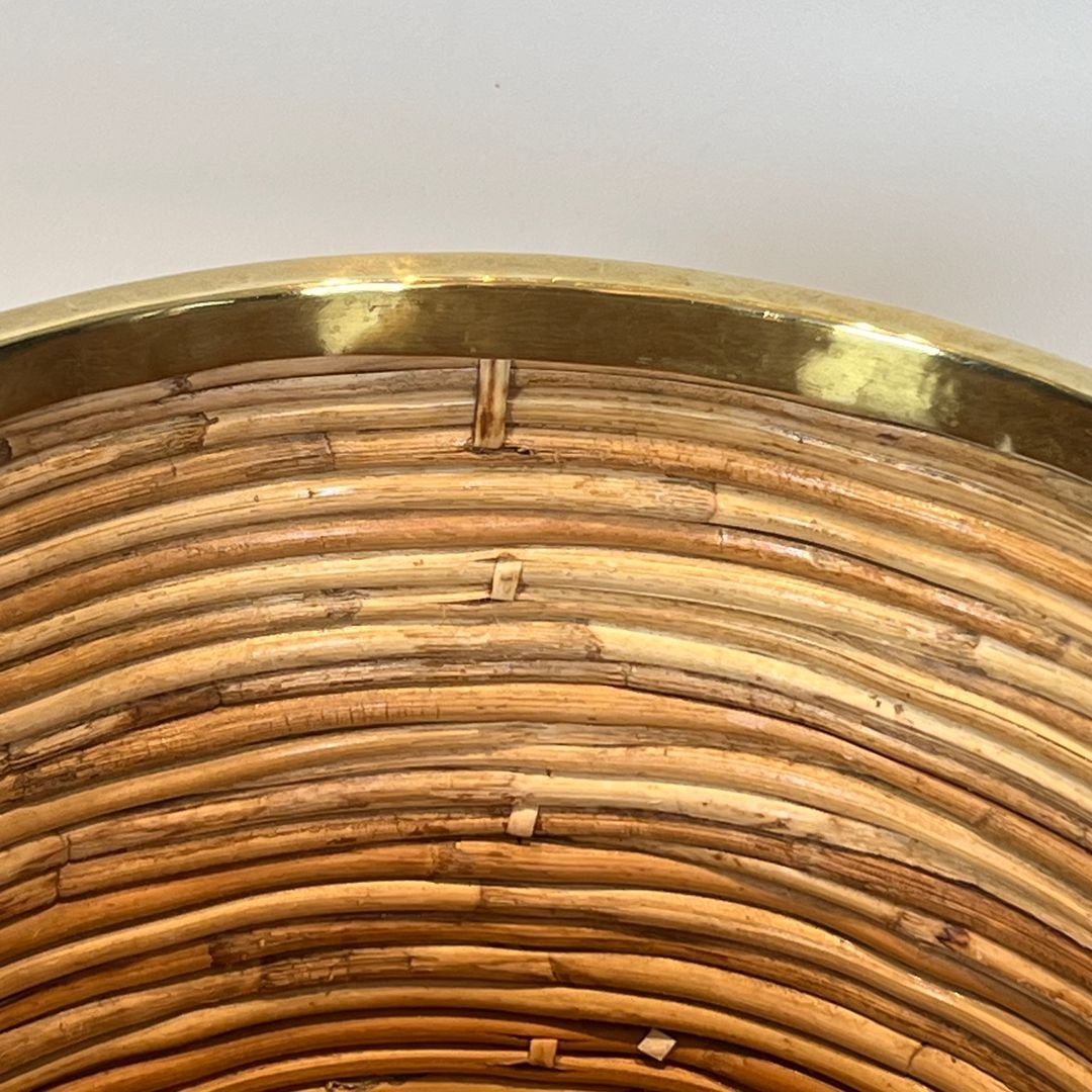Rattan And Brass Wastebasket In The Style Of Gabriela Crespi-photo-5