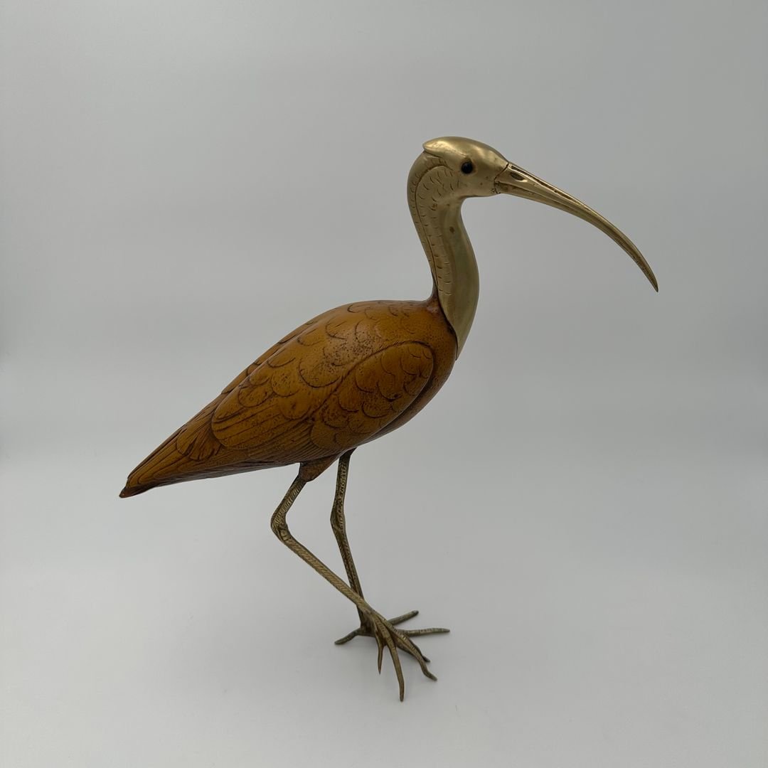 Pair Of Wood And Chiseled Brass Birds-photo-4