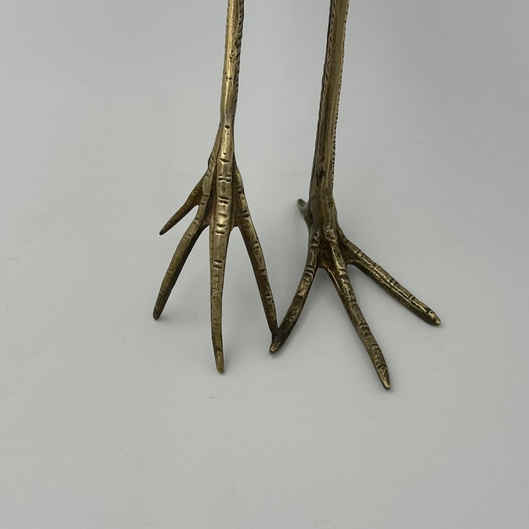 Pair Of Wood And Chiseled Brass Birds-photo-4