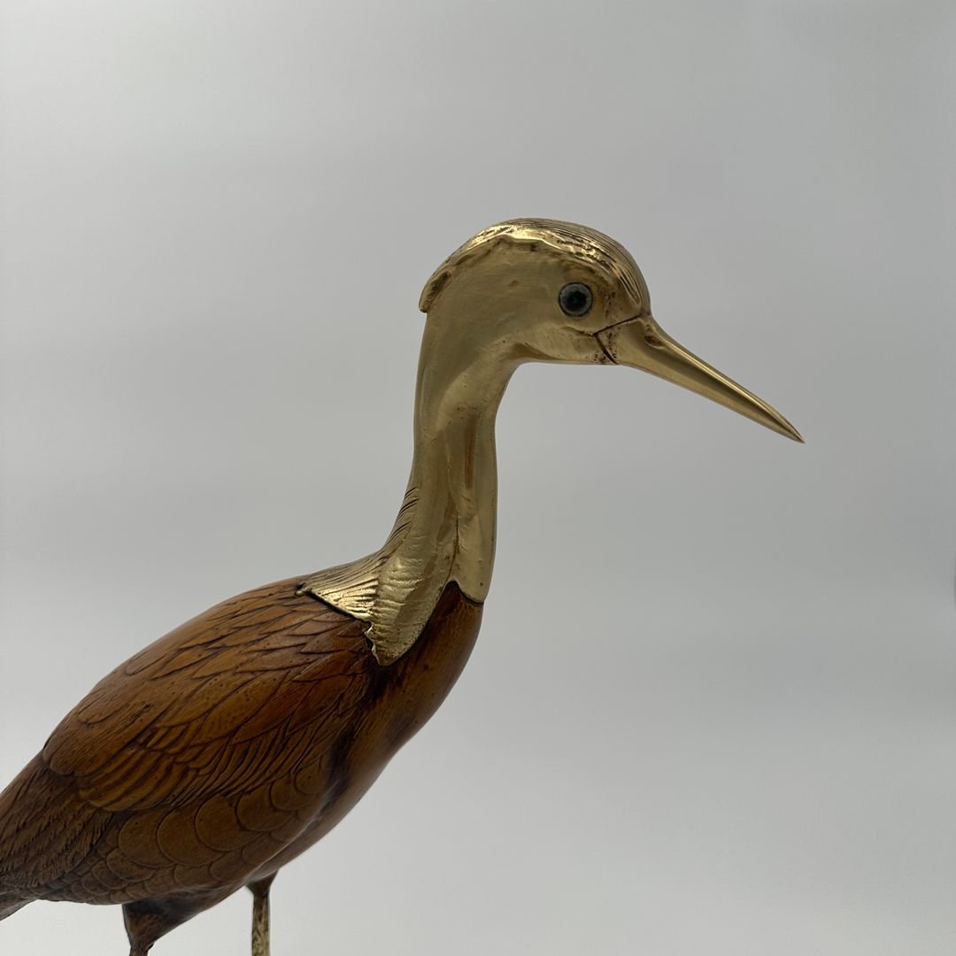 Pair Of Wood And Chiseled Brass Birds-photo-6