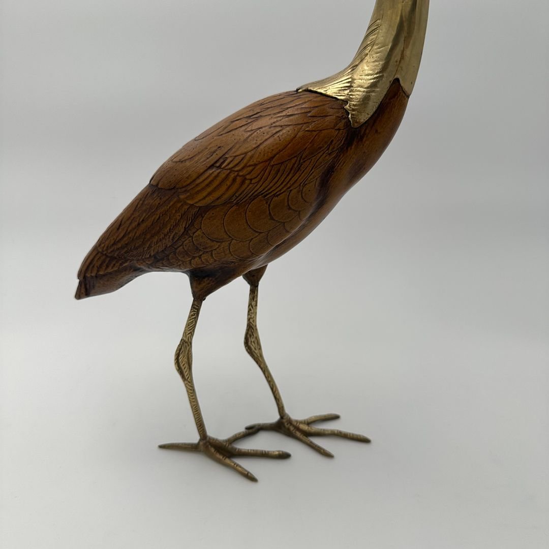 Pair Of Wood And Chiseled Brass Birds-photo-7