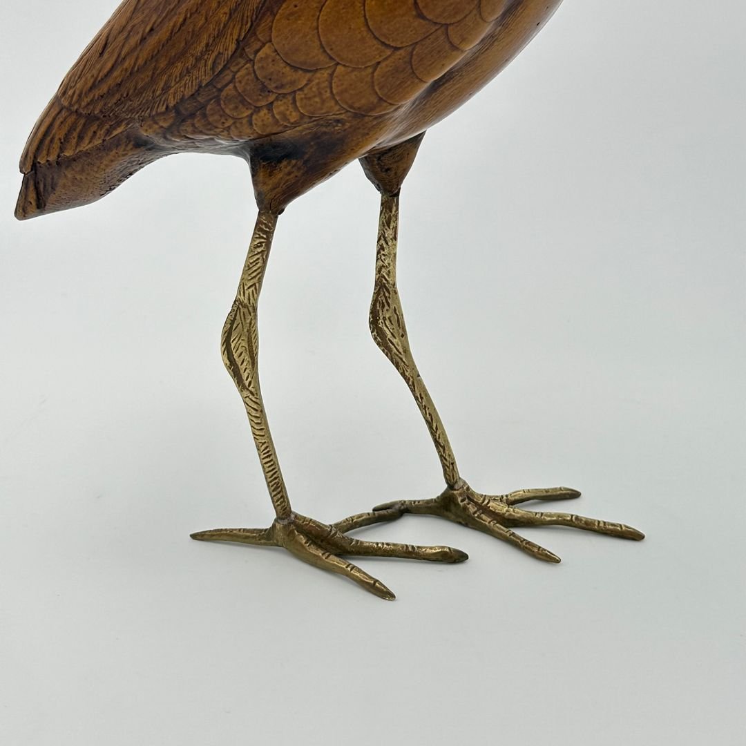 Pair Of Wood And Chiseled Brass Birds-photo-8