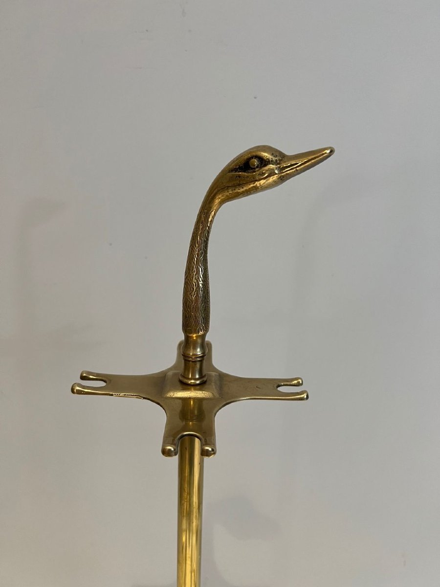Brass Duck Heads Fireplace Tools In The Style Of Maison Jansen-photo-4