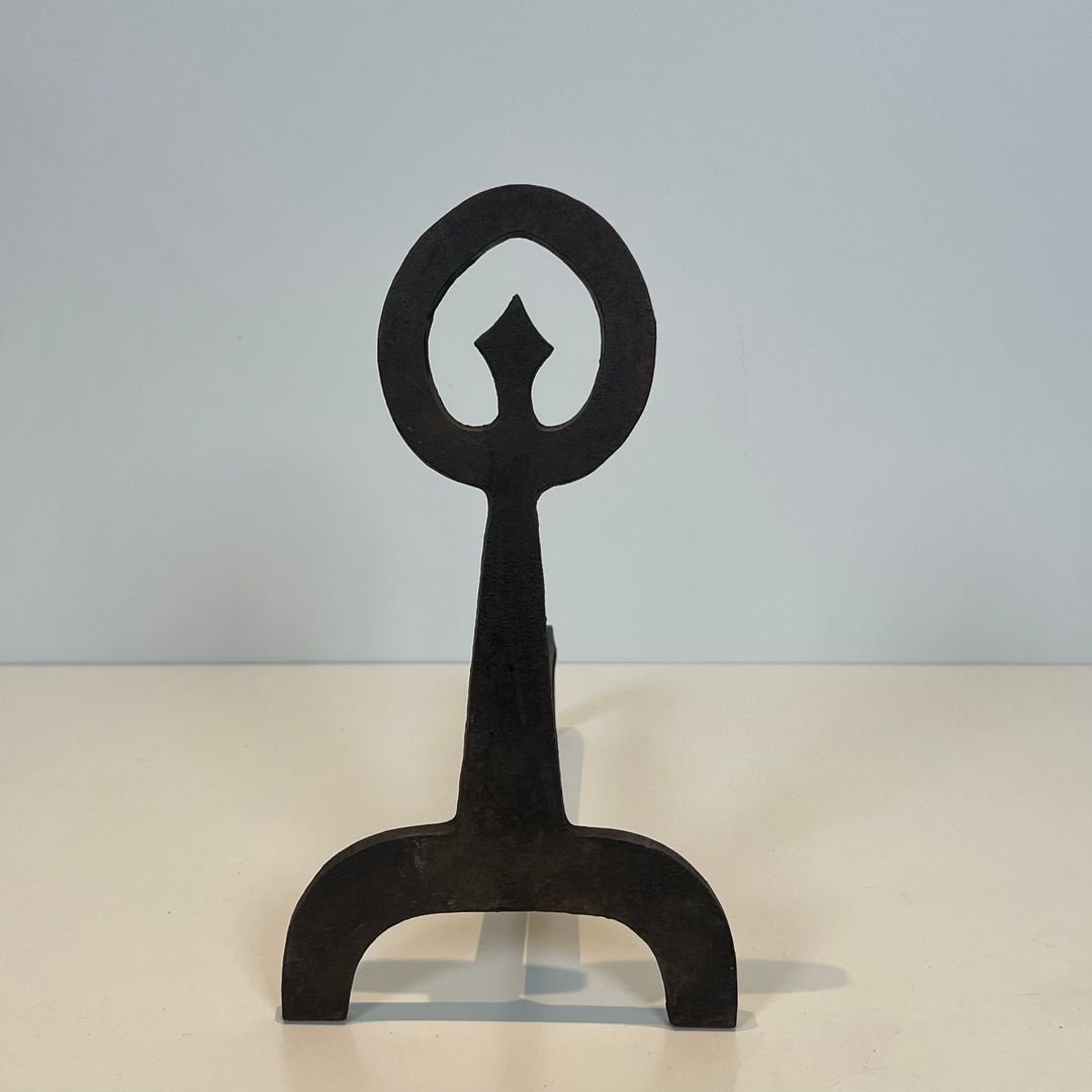 Paire de Chenets Modernistes en Fer Forgé-photo-4