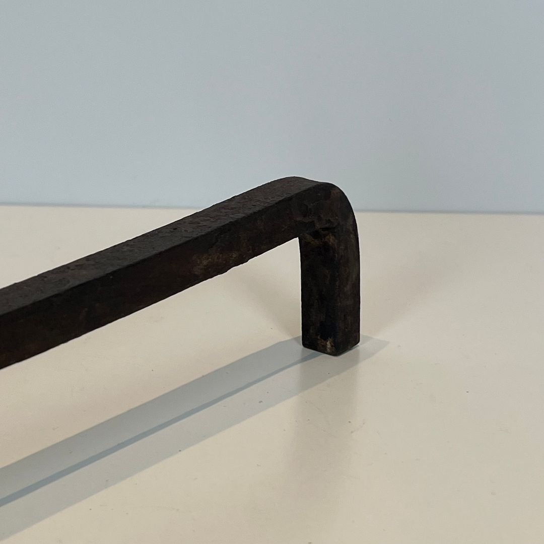 Paire de Chenets Modernistes en Fer Forgé-photo-7