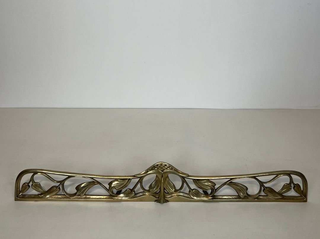 Pair Of Art Nouveau Bronze Andirons Decorated With Flowers And Foliage-photo-5
