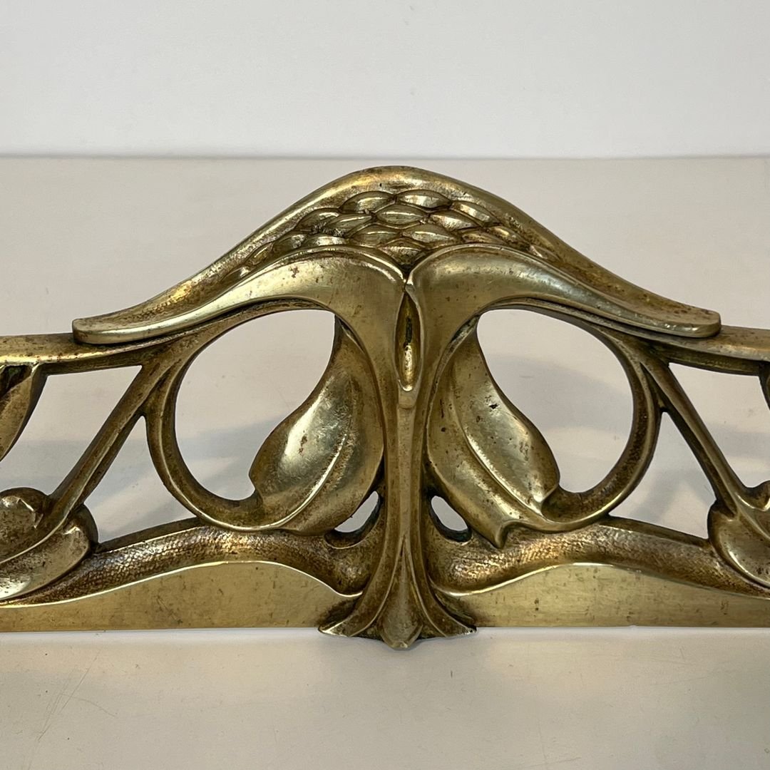 Pair Of Art Nouveau Bronze Andirons Decorated With Flowers And Foliage-photo-7