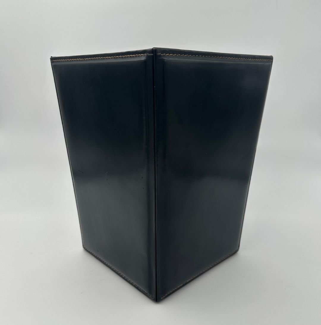 Corbeille de Bureau en cuir noir Piqué Sellier dans le Goût de Jacques Adnet-photo-4