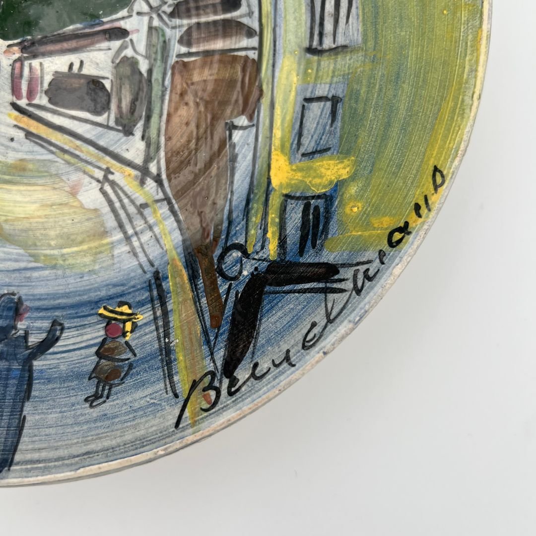 Decorative Ceramic Plate Representing Montmartre And Signed L Bemelans "tapis Vert" Vallauris-photo-4