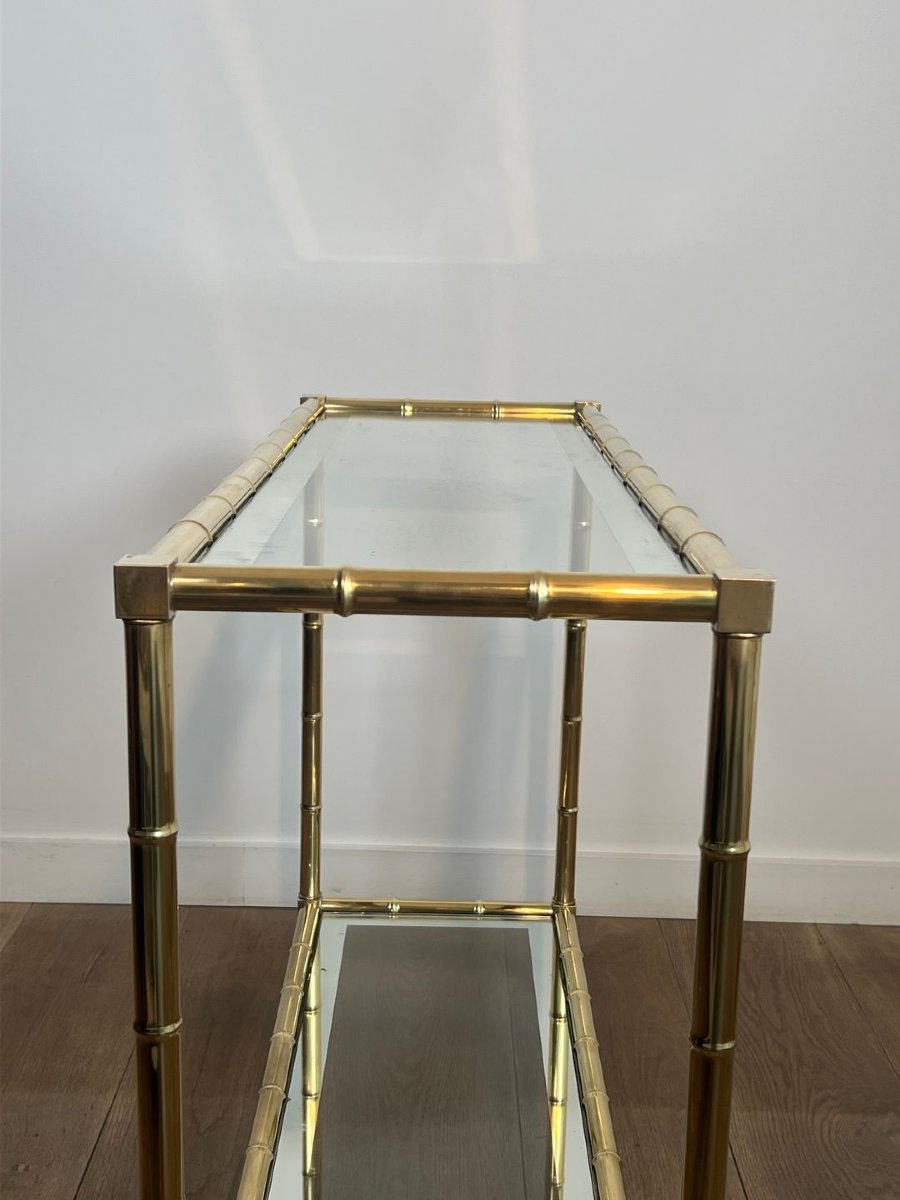 Console en Laiton Façon Faux-Bambou dans le Goût de Jacques Adnet. Vers 1970-photo-2