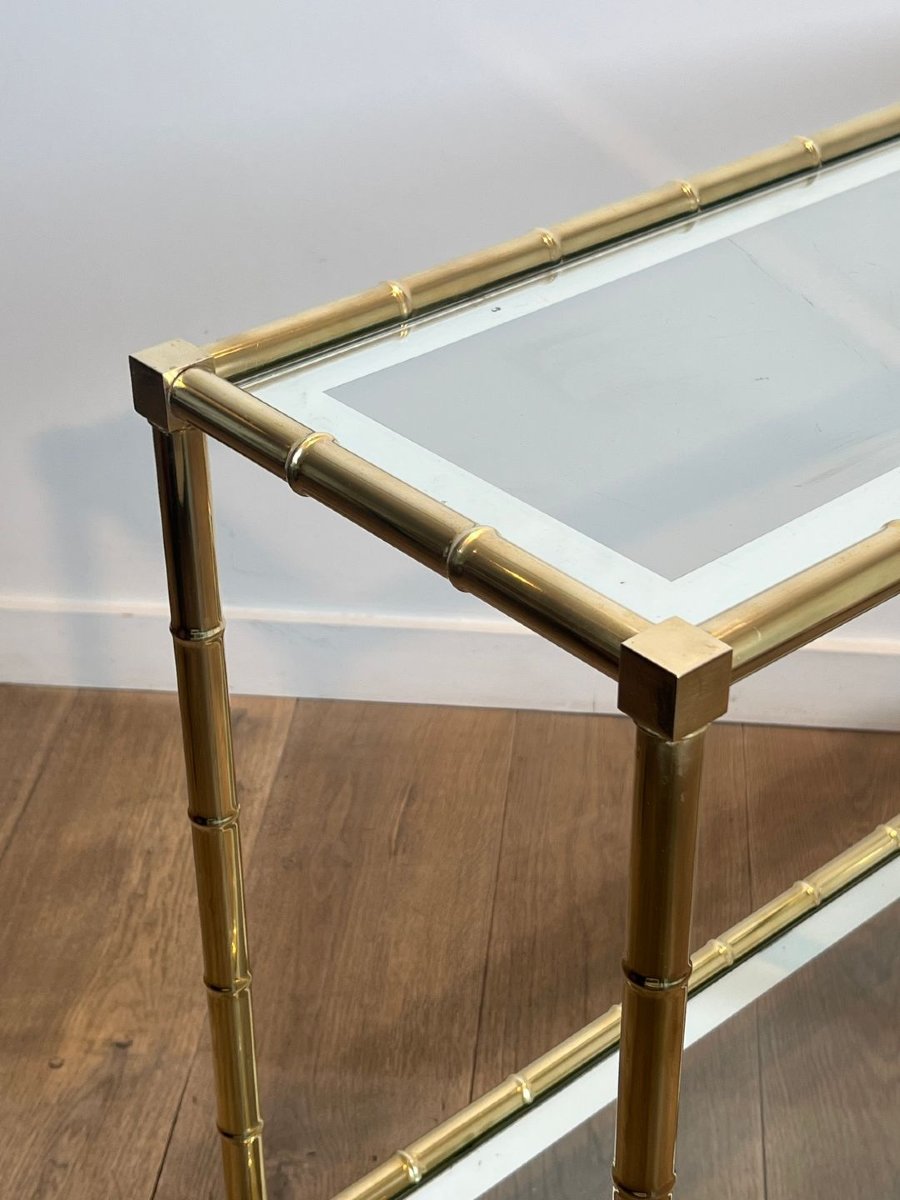 Console en Laiton Façon Faux-Bambou dans le Goût de Jacques Adnet. Vers 1970-photo-5