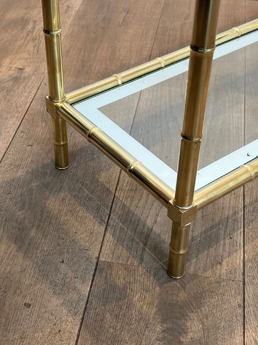 Console en Laiton Façon Faux-Bambou dans le Goût de Jacques Adnet. Vers 1970-photo-6