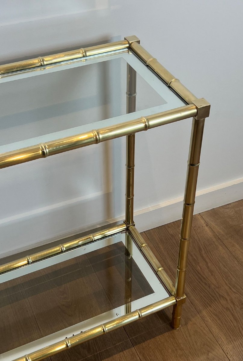 Console en Laiton Façon Faux-Bambou dans le Goût de Jacques Adnet. Vers 1970-photo-7