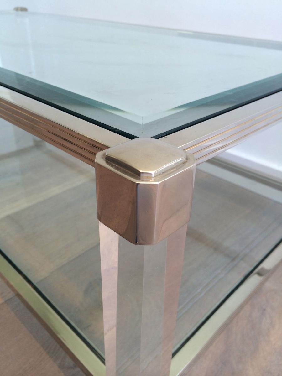 In Large Table Plexiglass And Brass Around 1970-photo-1