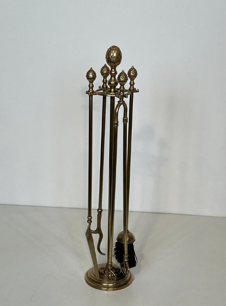 Nécessaire de Feu En Laiton aux Pommes de Pin