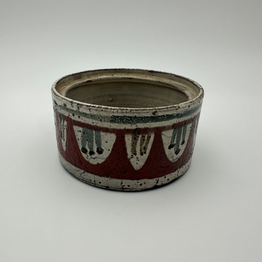 Polychrome Ceramic Covered Pot Signed Jean Derval, Circa 1970-photo-4