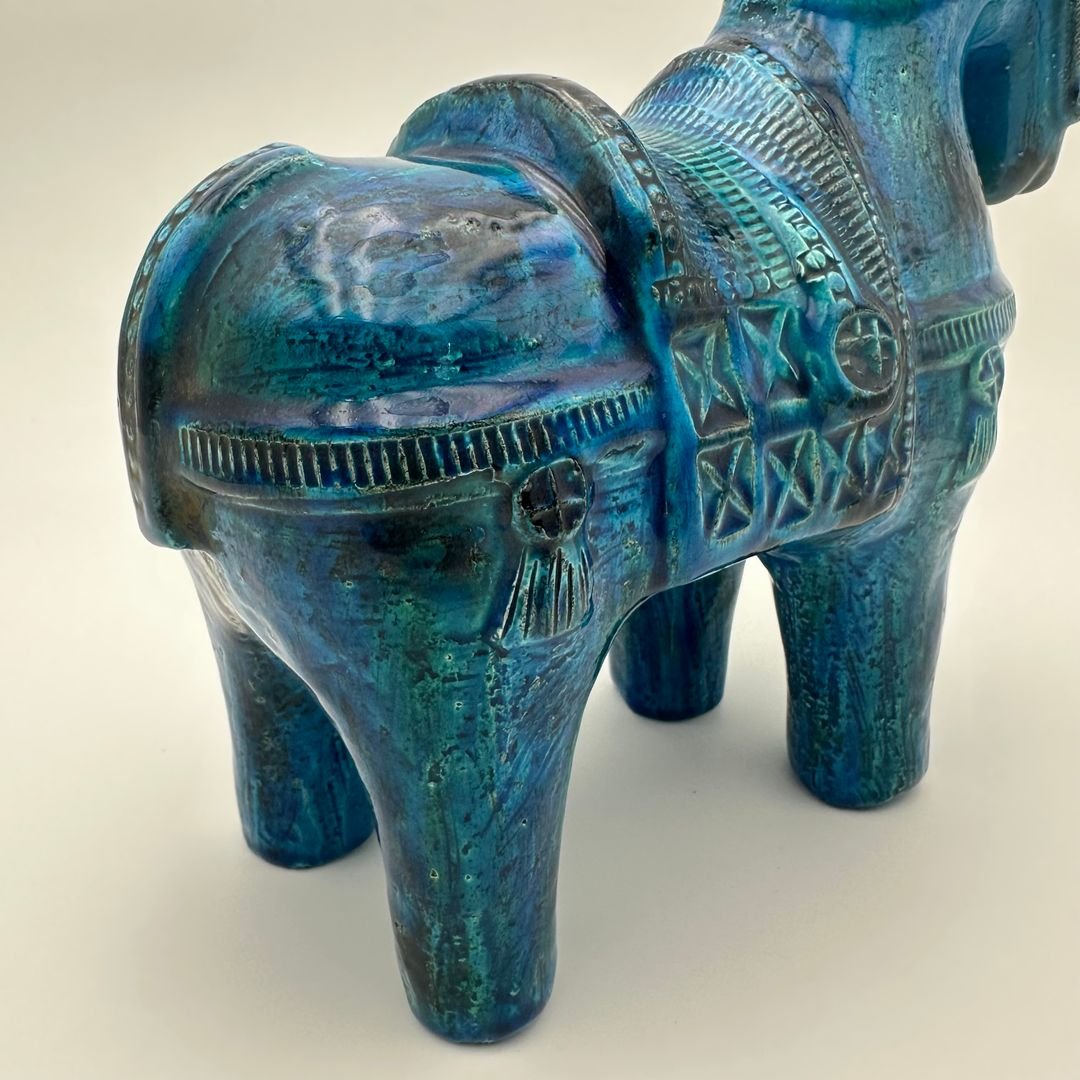 Cheval en céramique bleue – Aldo Londi pour Bitossi, série Rimini, années 1960-photo-6