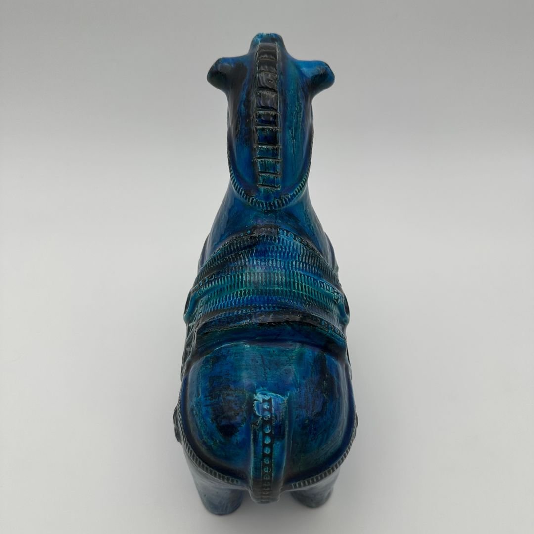 Cheval en céramique bleue – Aldo Londi pour Bitossi, série Rimini, années 1960-photo-7