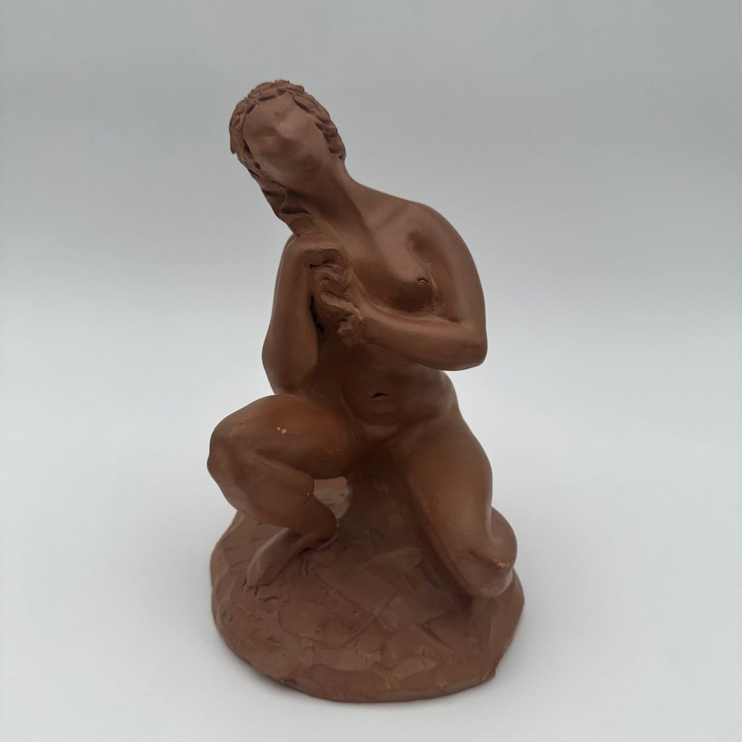 Terracotta Nude Female Statue – Signed N. Hottot, 20th Century-photo-3
