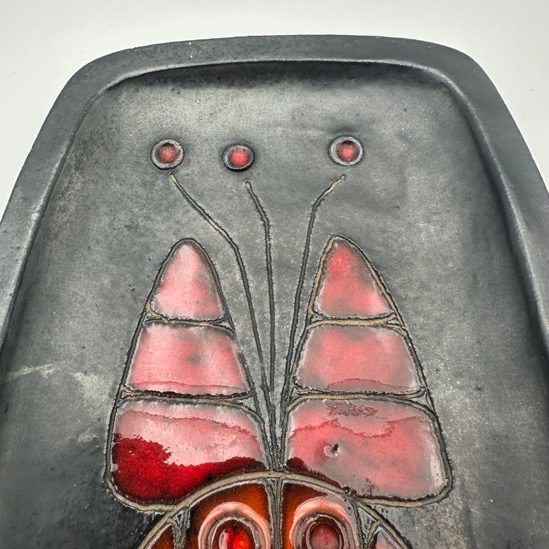 Black Ceramic Dish With Fish Decoration, By Oswald Tieberghien, Circa 1970-photo-5