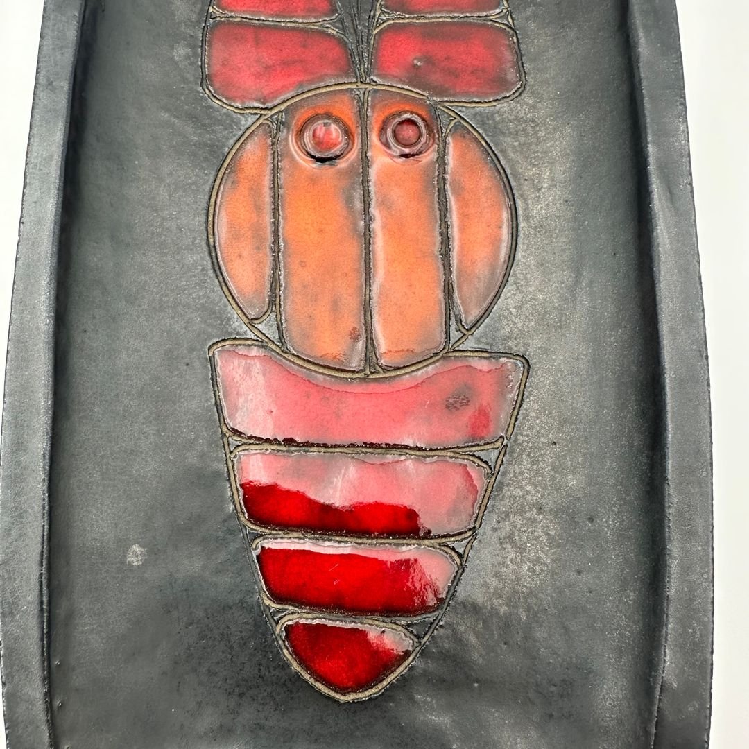 Black Ceramic Dish With Fish Decoration, By Oswald Tieberghien, Circa 1970-photo-6