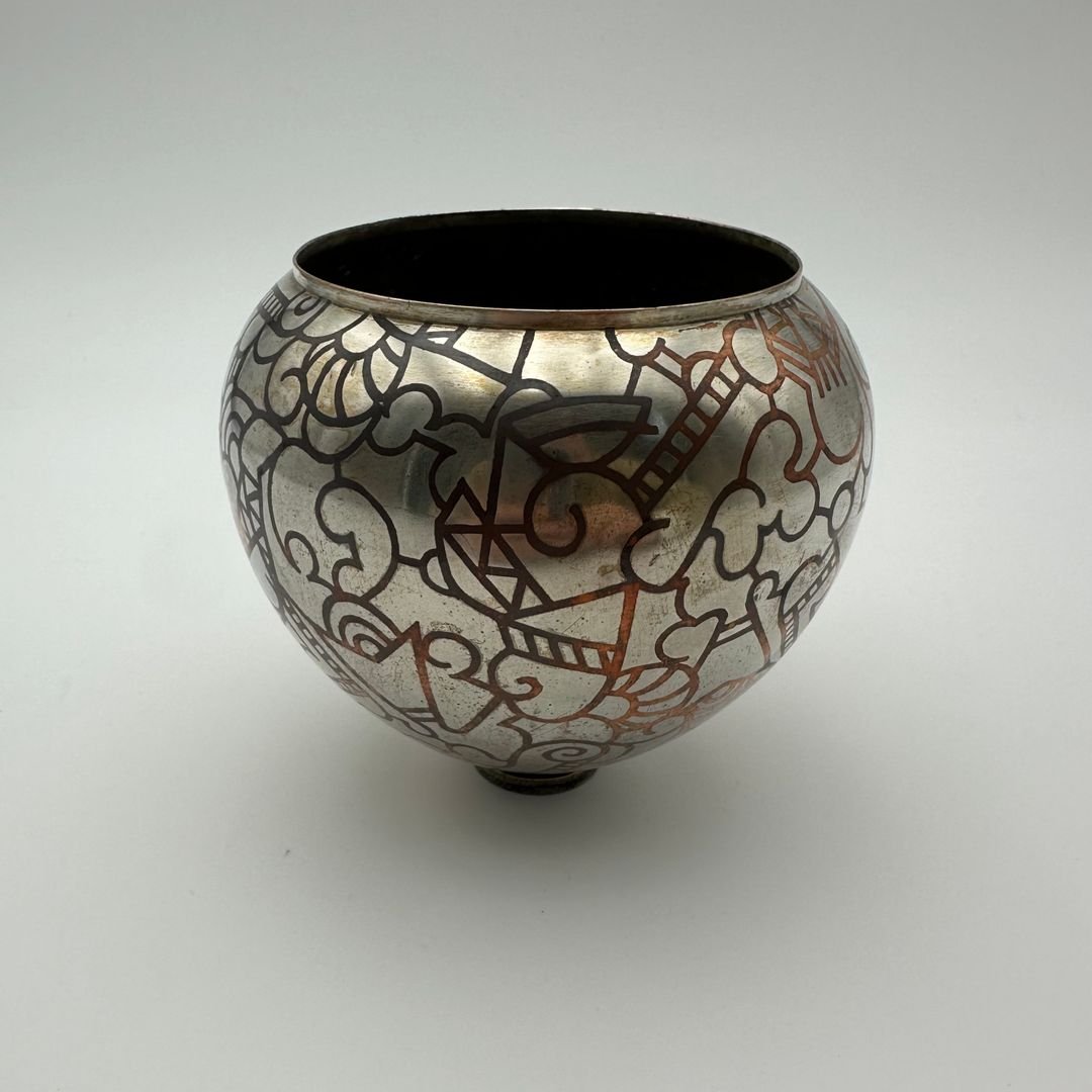 Vase dinaderie Art décor à décor géométrique – vers 1970-photo-2