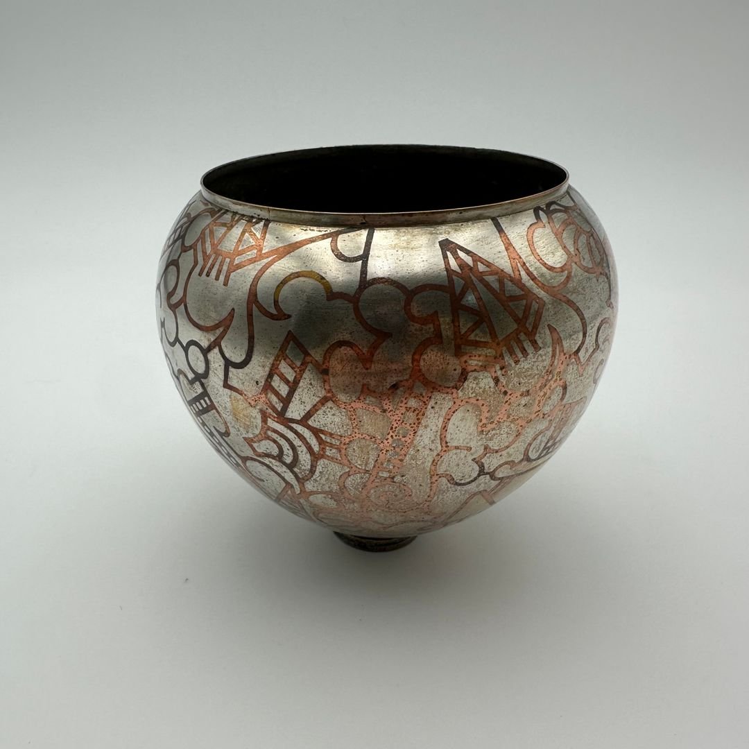 Vase dinaderie Art décor à décor géométrique – vers 1970-photo-3