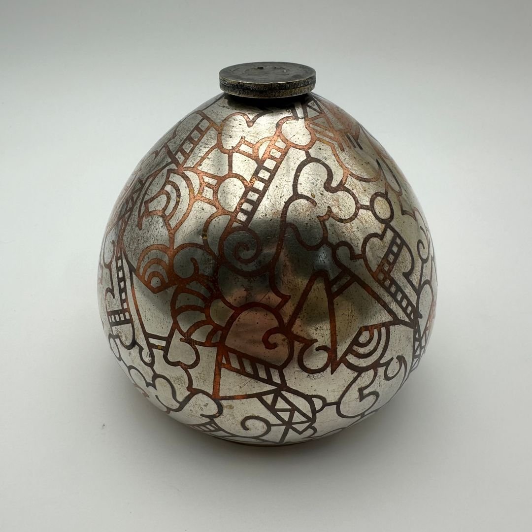 Vase dinaderie Art décor à décor géométrique – vers 1970-photo-3