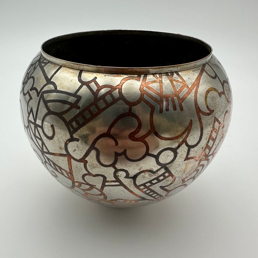 Vase dinaderie Art décor à décor géométrique – vers 1970-photo-5