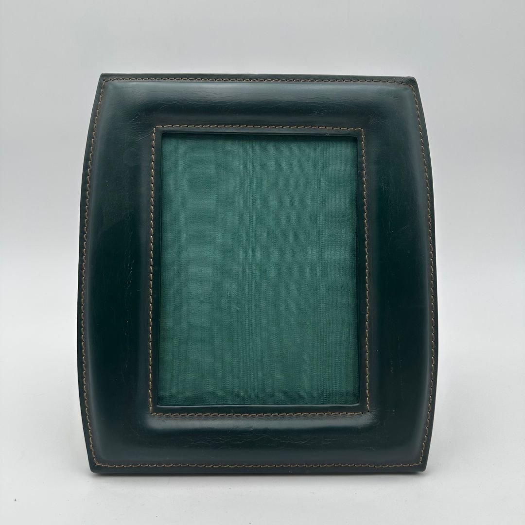 Green Leather Photo Frame – In The Style Of Jacques Adnet, France, Circa 1950-photo-2