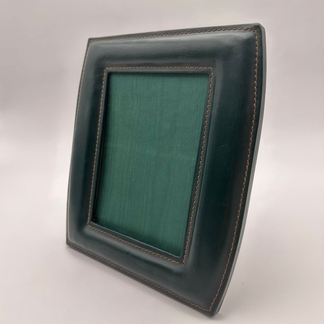 Green Leather Photo Frame – In The Style Of Jacques Adnet, France, Circa 1950-photo-4