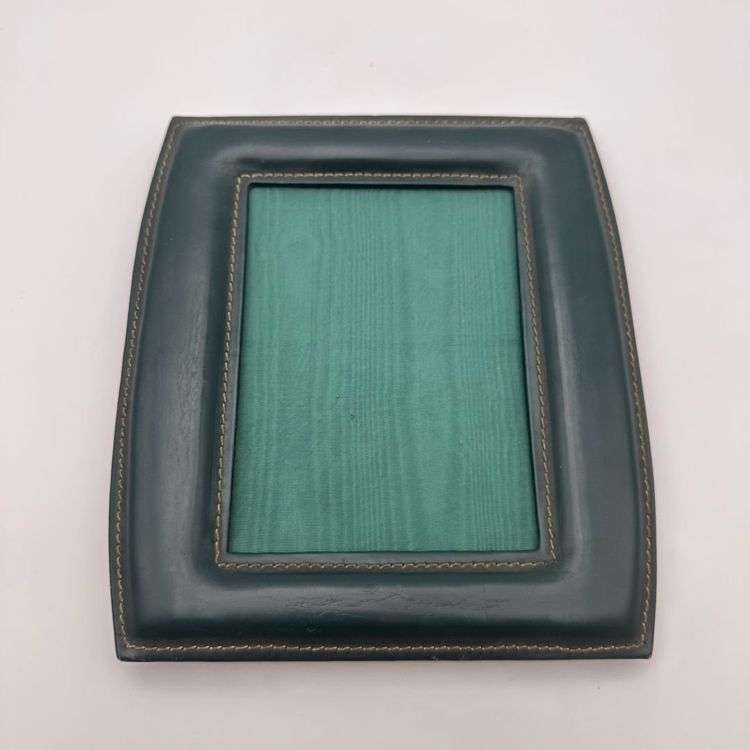 Green Leather Photo Frame – In The Style Of Jacques Adnet, France, Circa 1950-photo-1