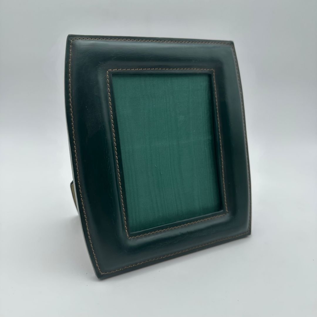 Green Leather Photo Frame – In The Style Of Jacques Adnet, France, Circa 1950-photo-6