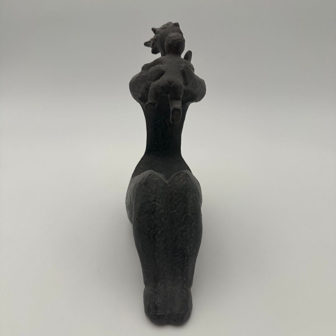 Modernist Ceramic Sculpture Of A Woman Holding A Child – France, Circa 1970-photo-3