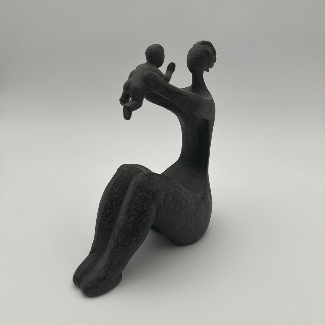 Modernist Ceramic Sculpture Of A Woman Holding A Child – France, Circa 1970-photo-4